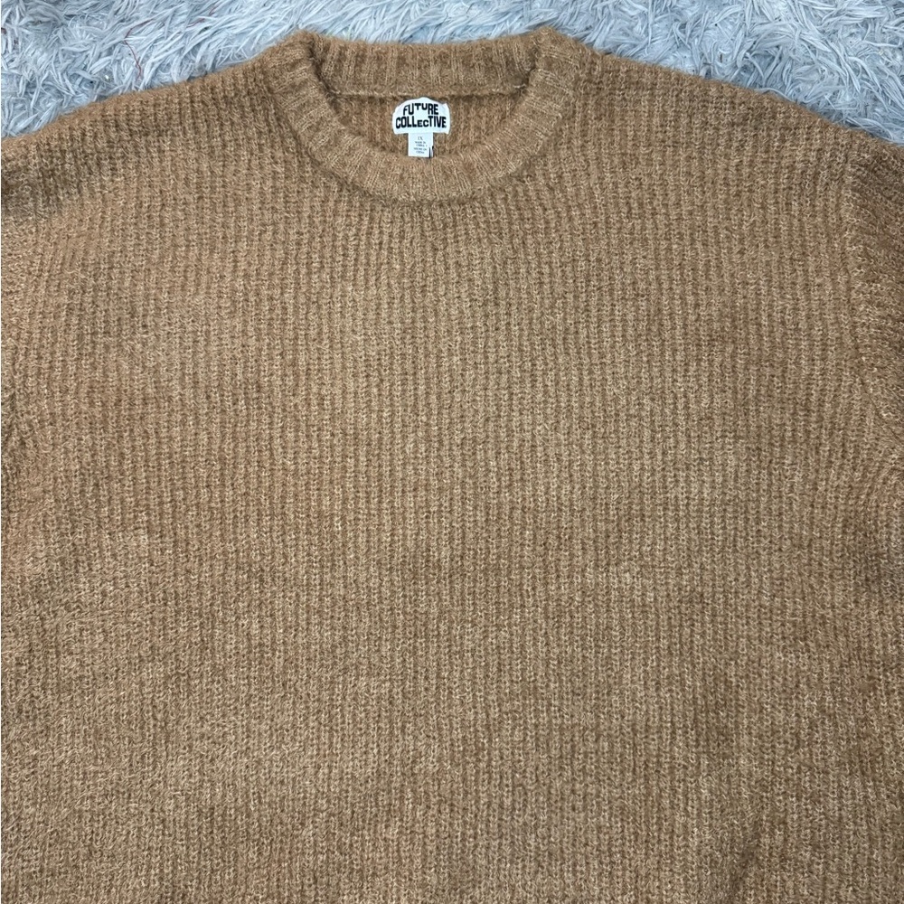 Future Collective Women’s Knit Cozy Pullover Sweater - Brown Size 1X NWT - Picture 2 of 5